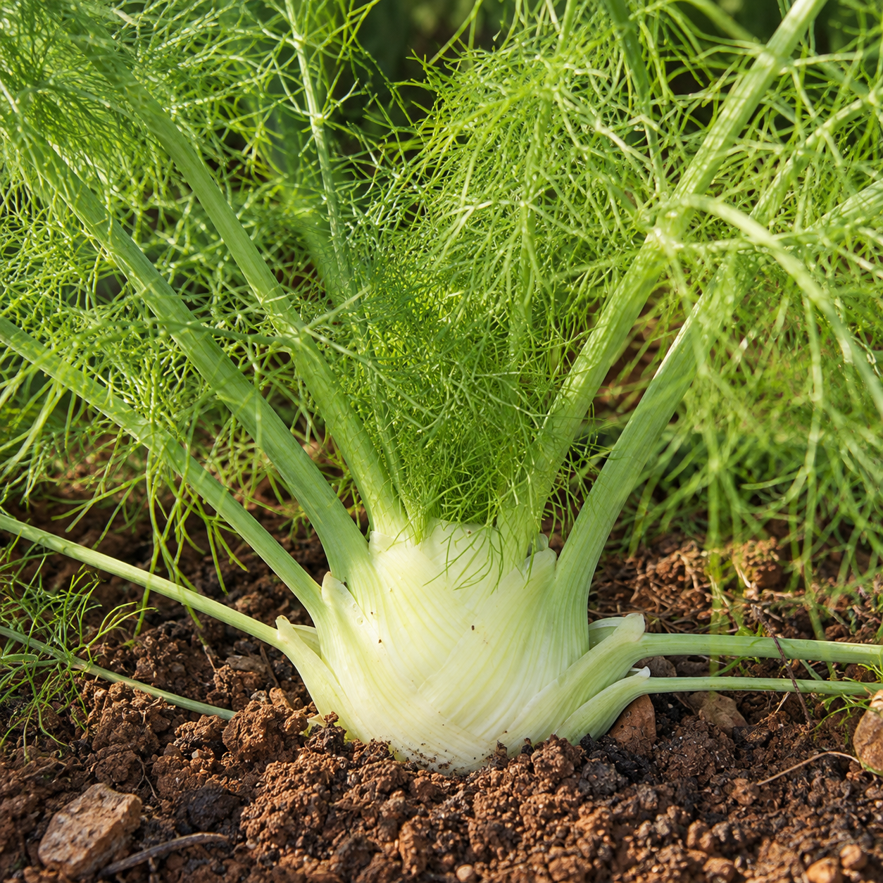 Grote ronde knol van de Romanesco knolvenkel in volle grond