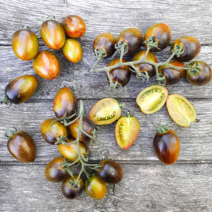 Tomaat 'Brad's Atomic Grape' – spitse gestreepte cherrytomaat