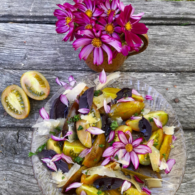 biologisch bloemen eetbar salad