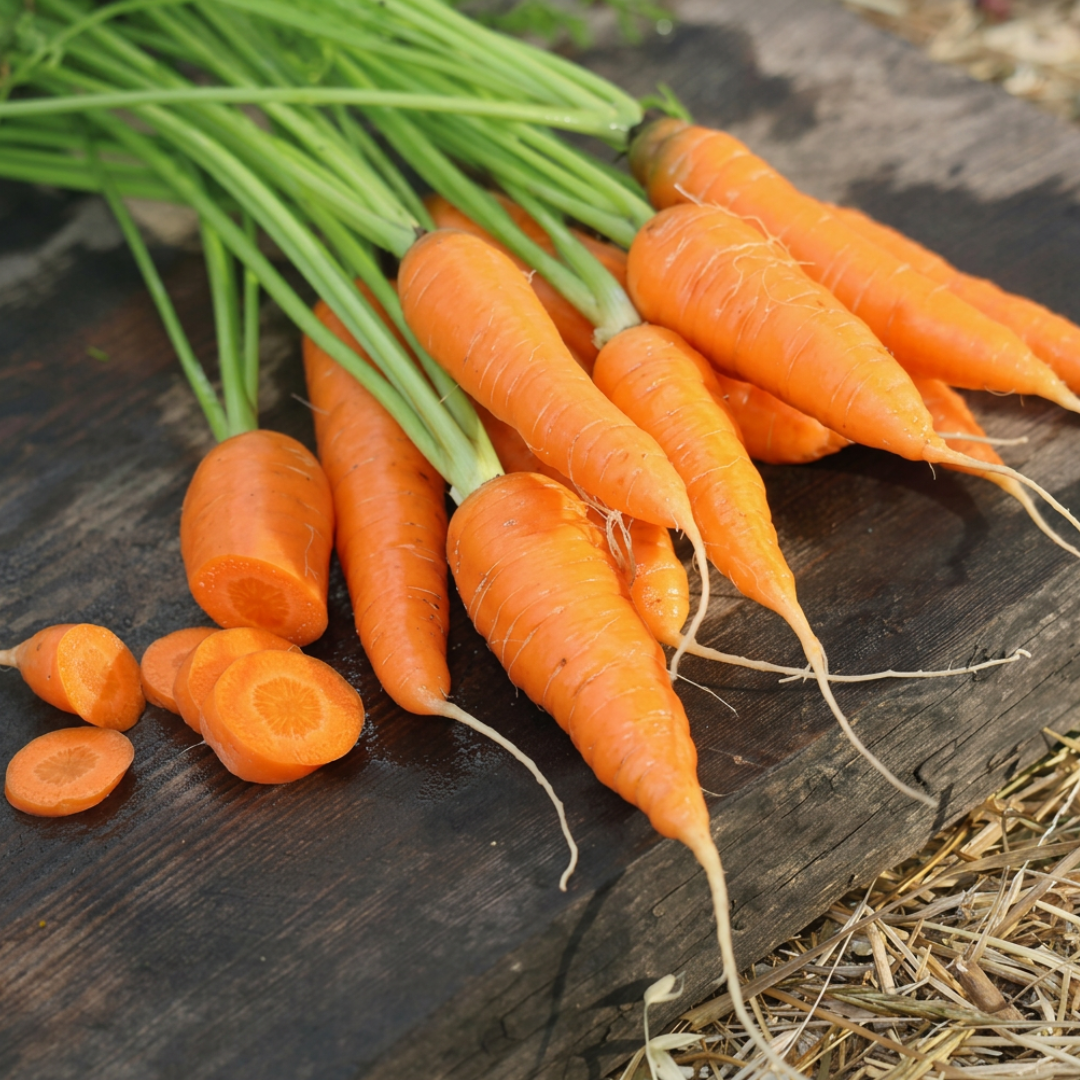 Rothild wortelen vers geoogst — diep oranje, cilindrisch, 18–20 cm
